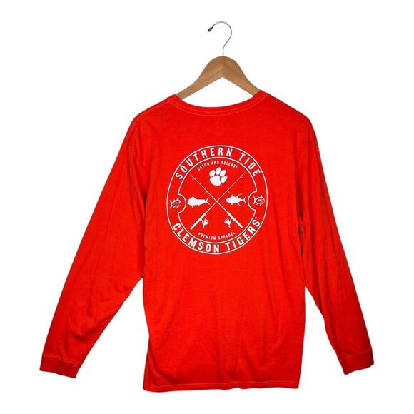 Southern Tide Clemson Tigers Red Long Sleeve T Shirt Men's Size Large - Picture 1 of 7